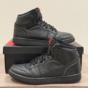 AIR JORDAN 1 RETRO HIGH OG BG 575441 022 BLACK/UNIVERSITY RED SIZE 6Y